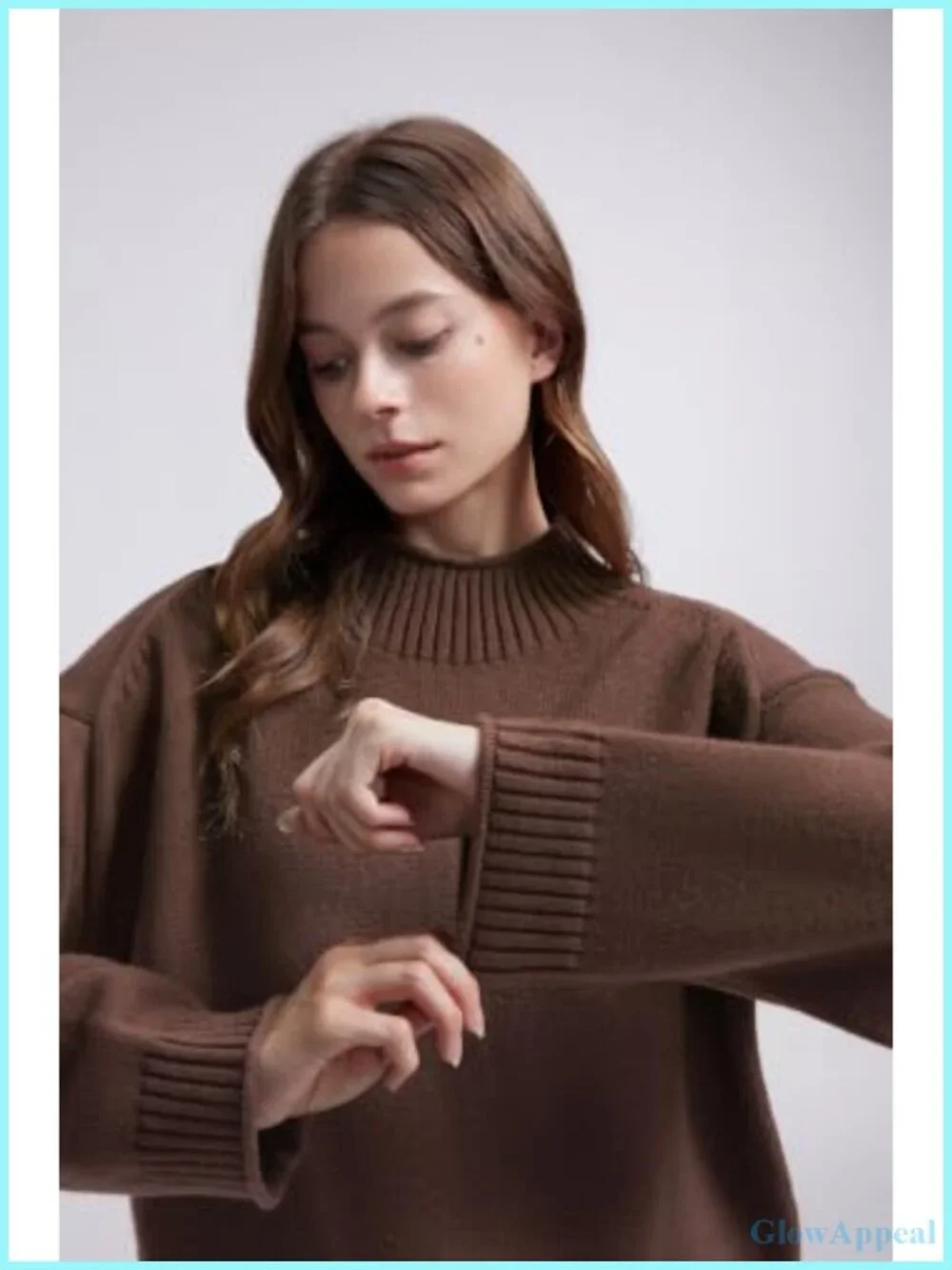 Cashmere Blend Oversized Mock Neck Pullover Sweater Women Loose Knit Top